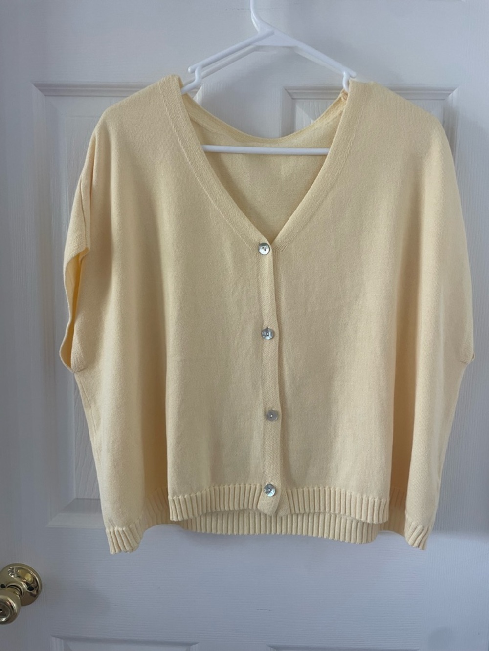 Butter Yellow V-Neck Button-Front Women's Sweater